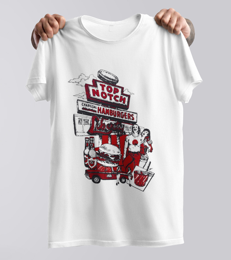 Top Notch Hamburgers Liberty Car Drink Charcoal Vibes T-Shirt