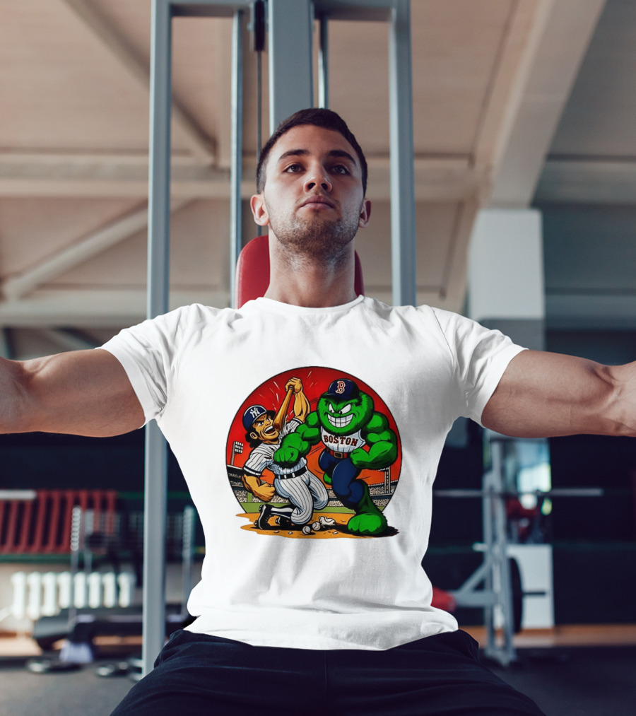 Boston Red Sox Vs New York Yankees Rivalry Cartoon Monsters Showdown T-Shirt
