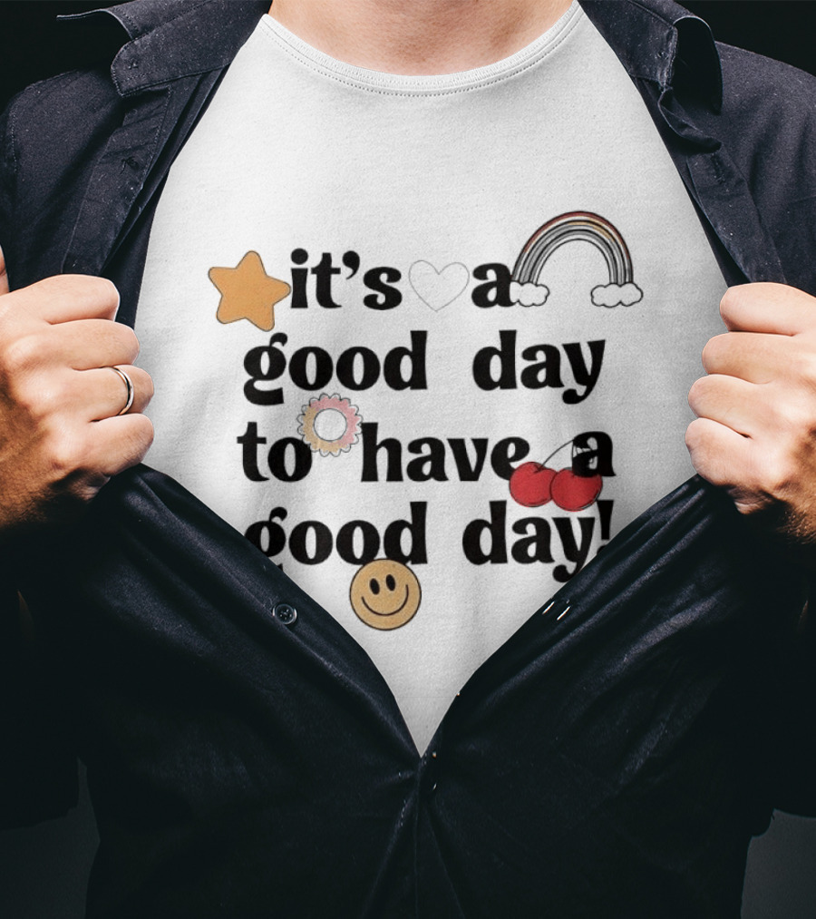 It's A Good Day To Have A Good Day Star Heart Rainbow Cherries Smiley T-Shirt