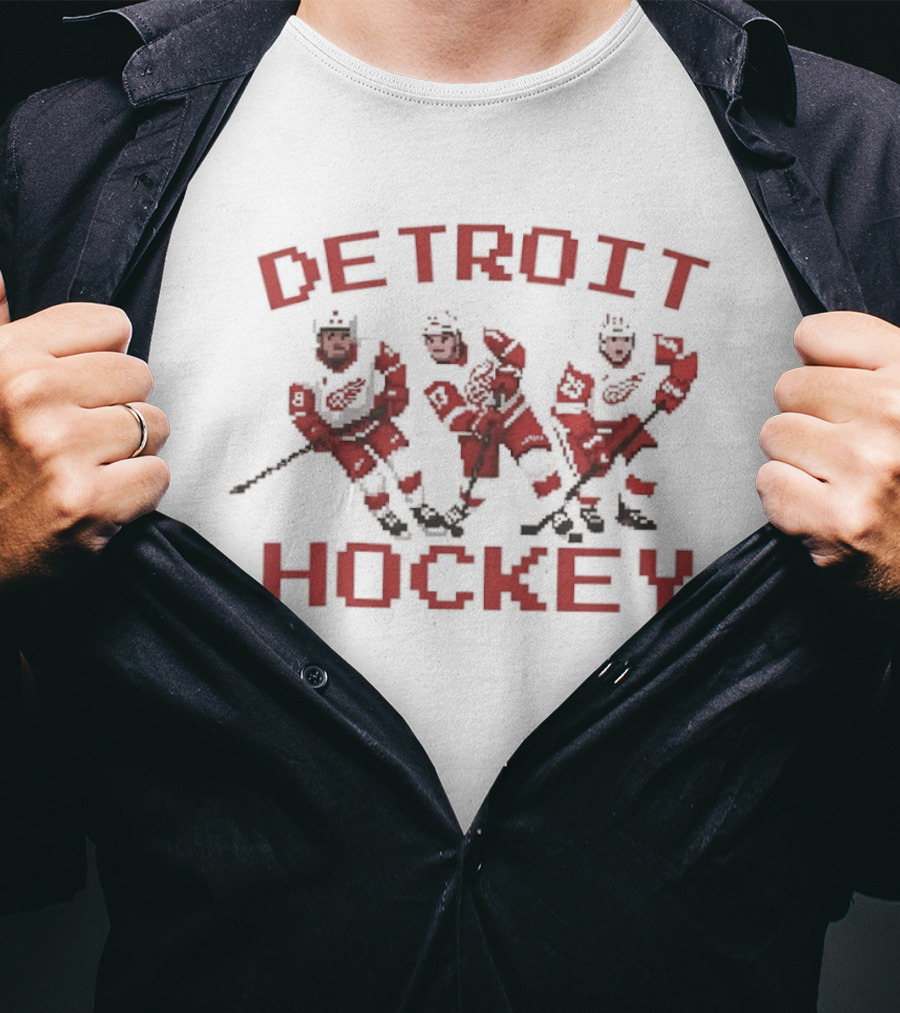 Detroit Red Wings Hockey Pixel T-Shirt