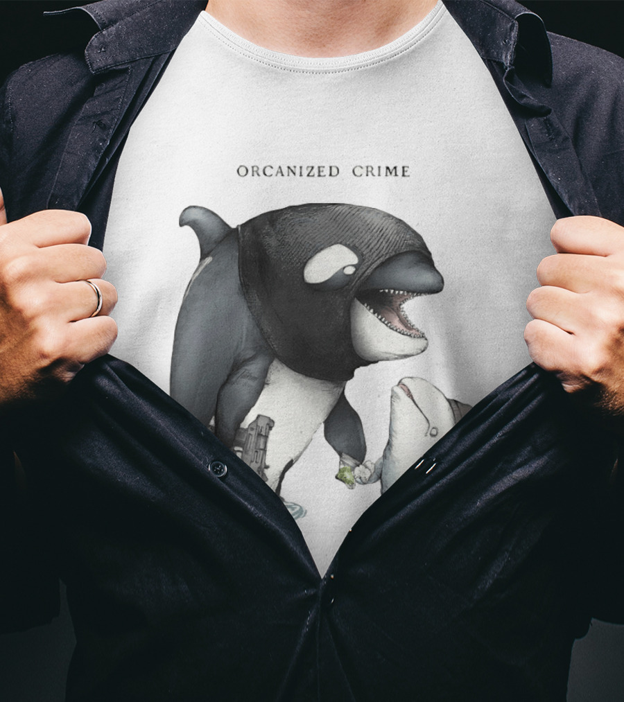 Orcanized Crime Dolphin 2026 Gun And Fish Transaction T-Shirt