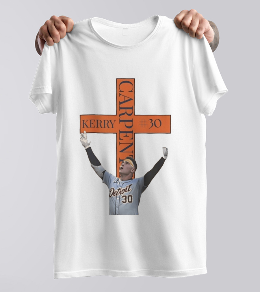 Kerry Carpenter Detroit Tigers #30 Praise The Lord Cross T-Shirt