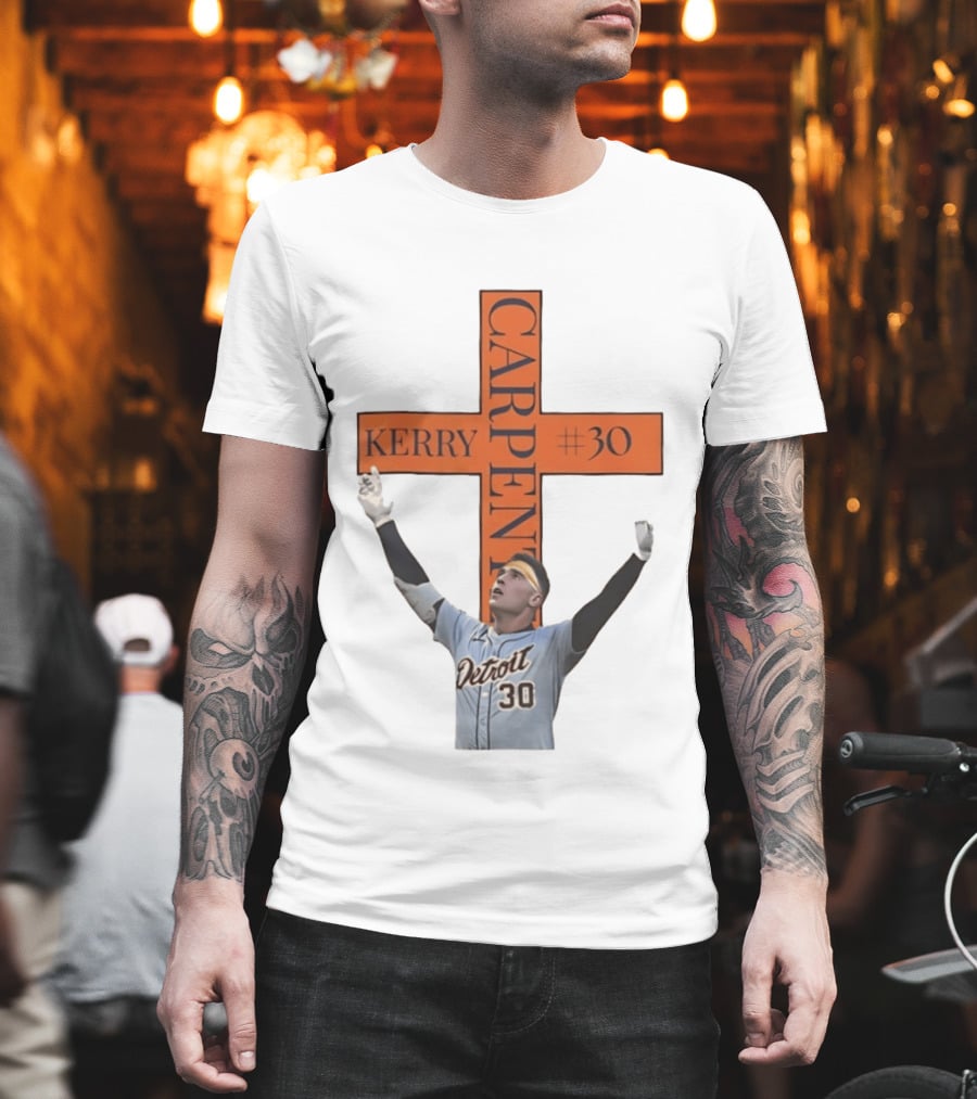 Kerry Carpenter Detroit Tigers #30 Praise The Lord Cross T-Shirt