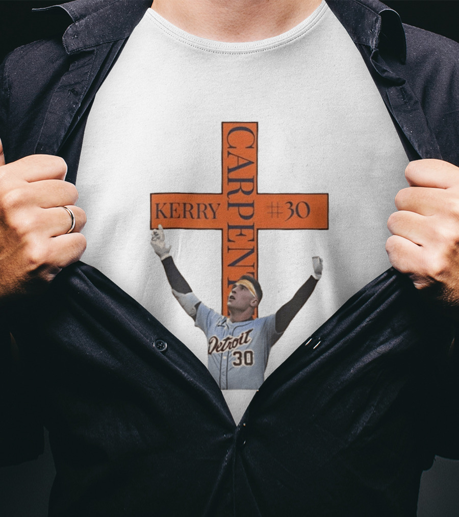 Kerry Carpenter Detroit Tigers #30 Praise The Lord Cross T-Shirt
