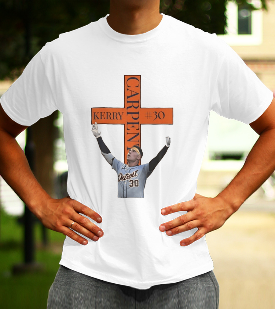 Kerry Carpenter Detroit Tigers #30 Praise The Lord Cross T-Shirt