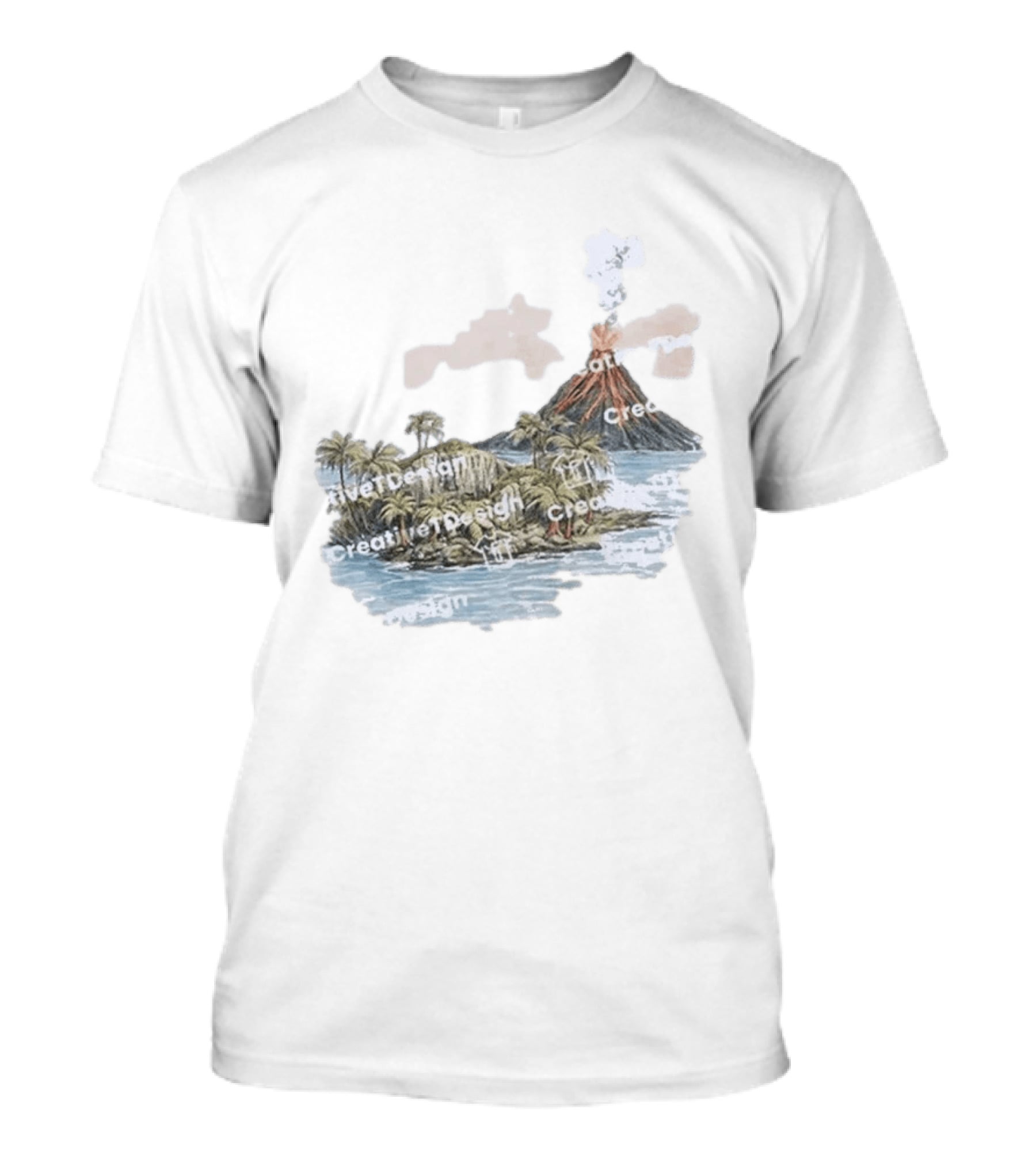 Lava Flow Volcano Tropical Island Creative T-Shirt