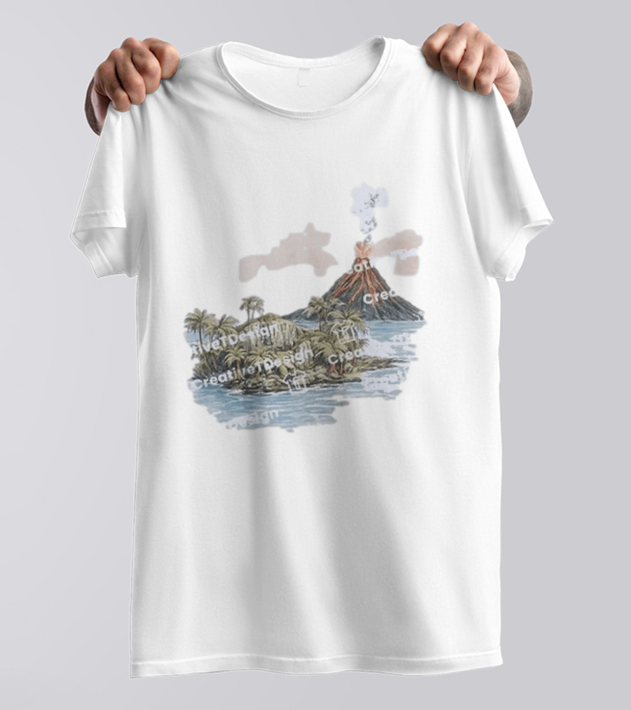 Lava Flow Volcano Tropical Island Creative T-Shirt