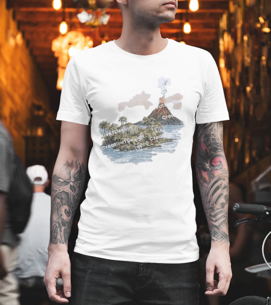 Lava Flow Volcano Tropical Island Creative T-Shirt