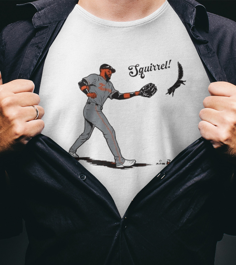 Leody Taveras Squirrel Baseball Playful Catch Moment T-Shirt