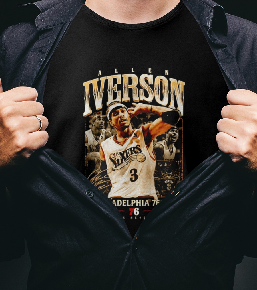Allen Iverson Philadelphia 76ers Legends Never Fade Basketball Icon Number 3 T-Shirt