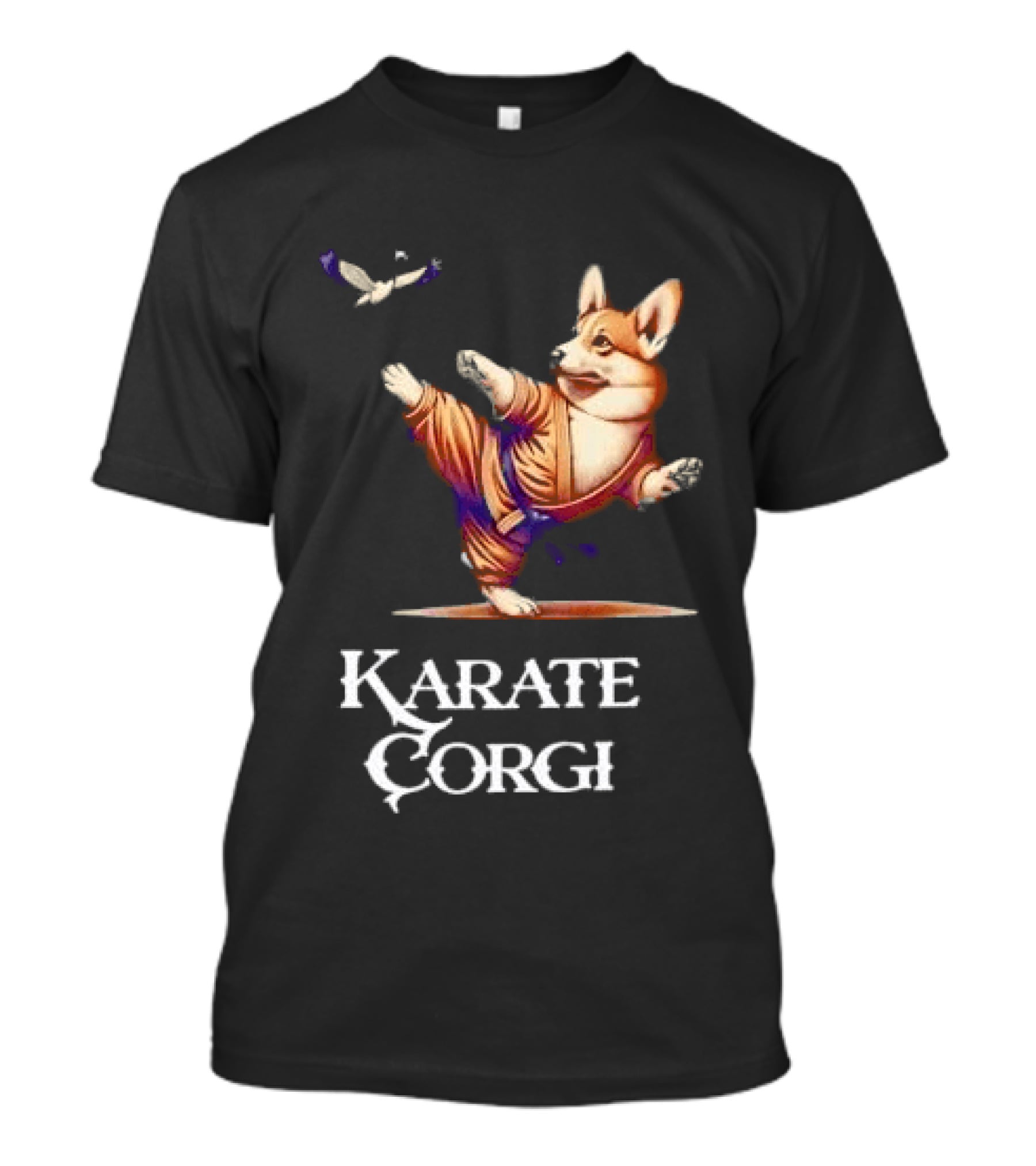 Karate Corgi Flying Crane Martial Arts Animal T-Shirt
