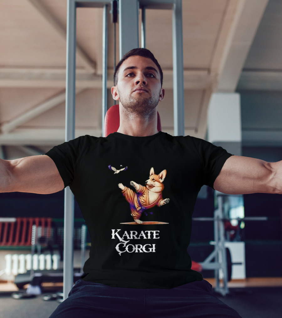 Karate Corgi Flying Crane Martial Arts Animal T-Shirt
