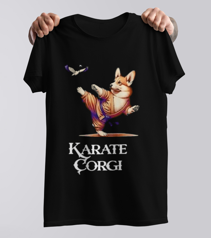 Karate Corgi Flying Crane Martial Arts Animal T-Shirt