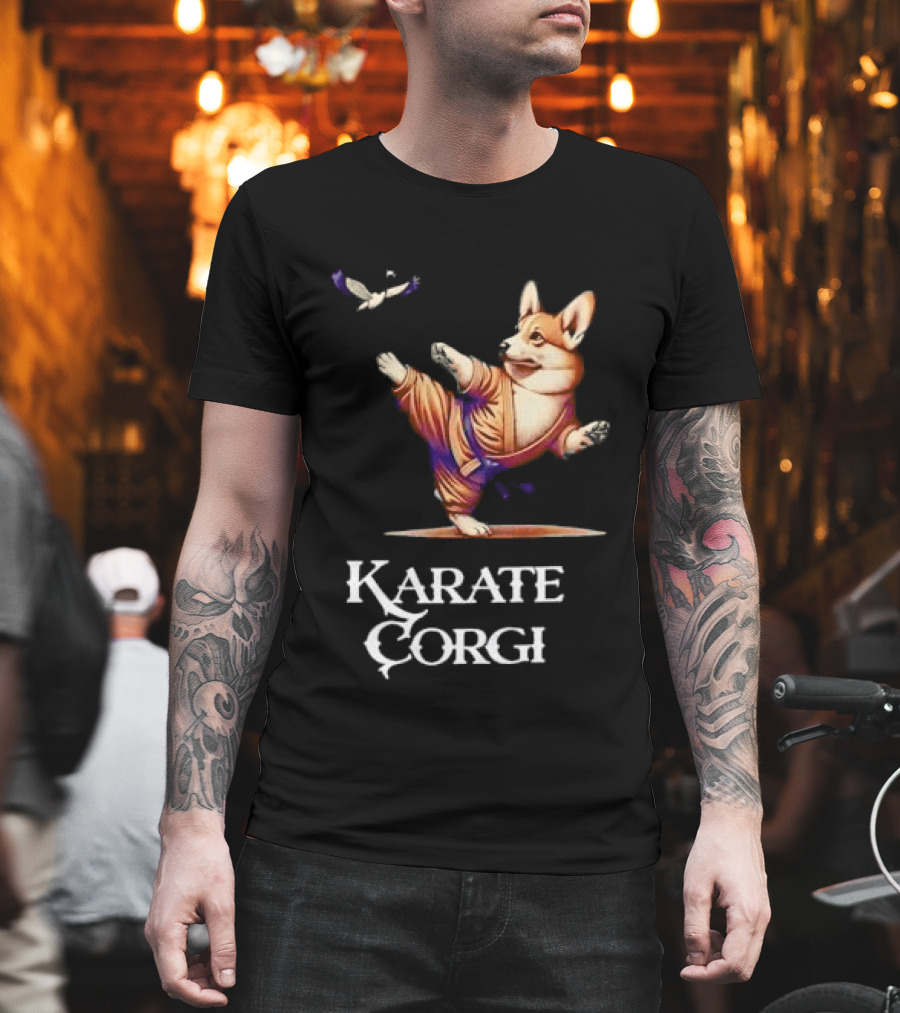 Karate Corgi Flying Crane Martial Arts Animal T-Shirt