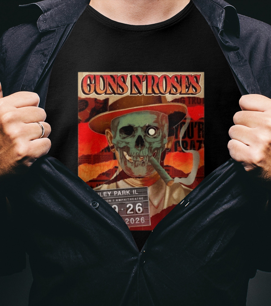 Guns N Roses Tinley Park IL July 29 2026 Concert Credit Union 1 Amphitheatre T-Shirt