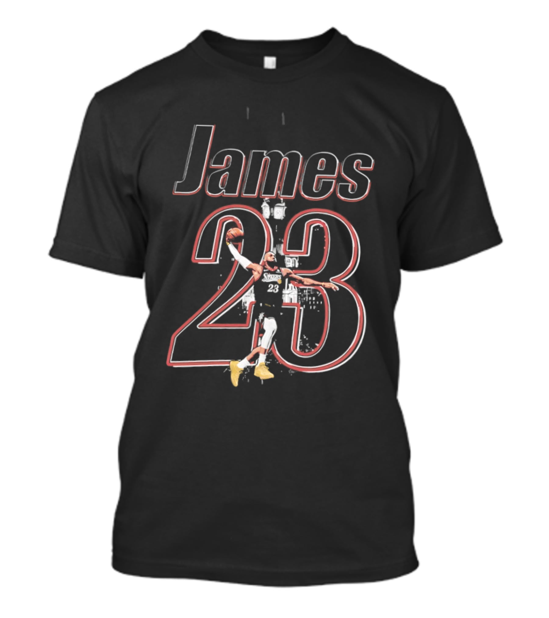 James 23 Basketball Player Action Dunk T-Shirt