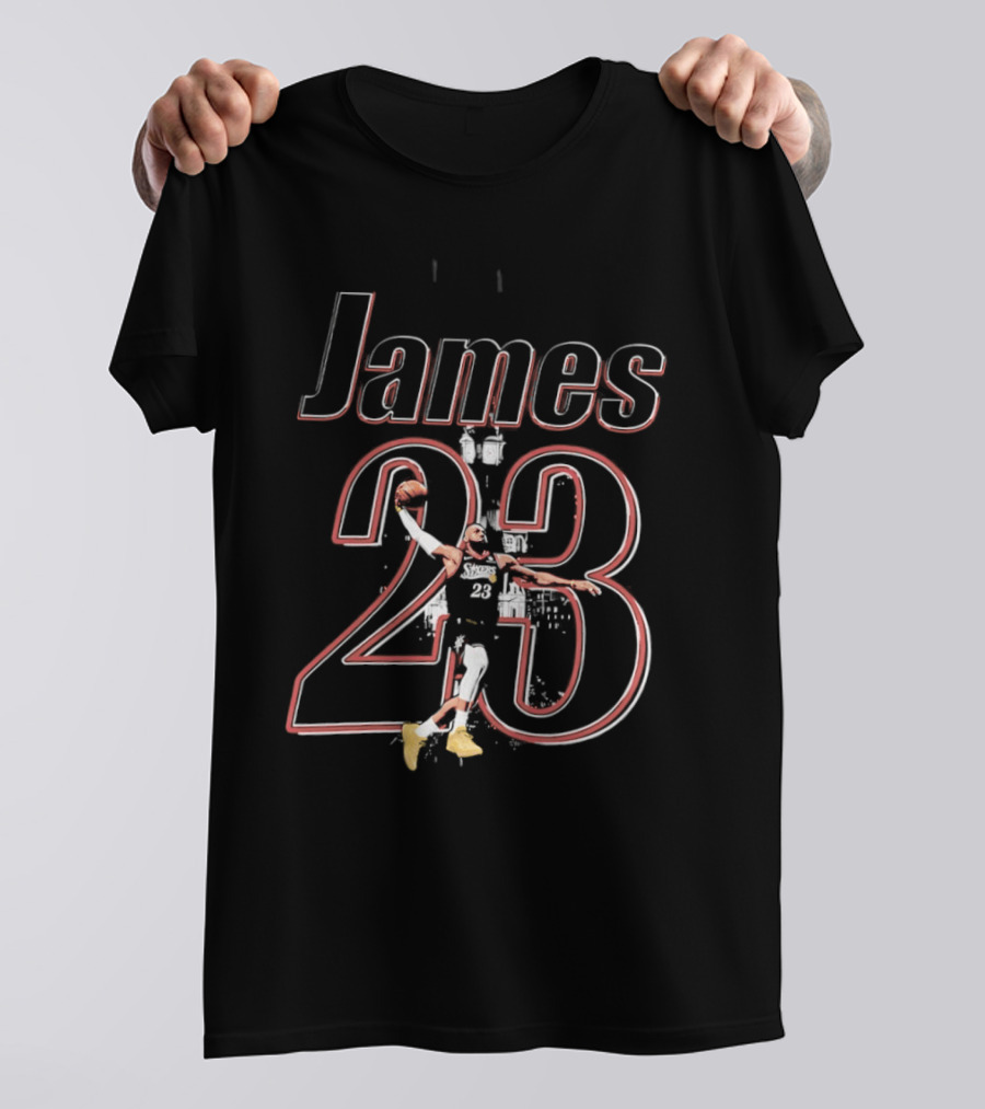 James 23 Basketball Player Action Dunk T-Shirt