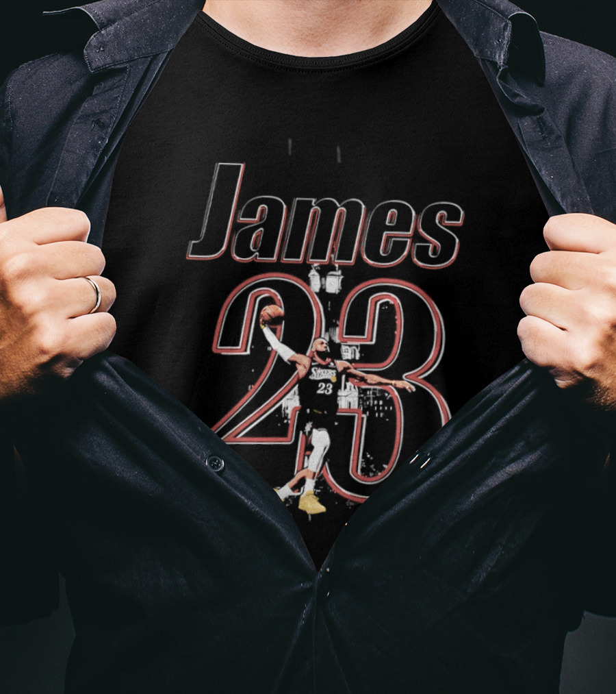 James 23 Basketball Player Action Dunk T-Shirt