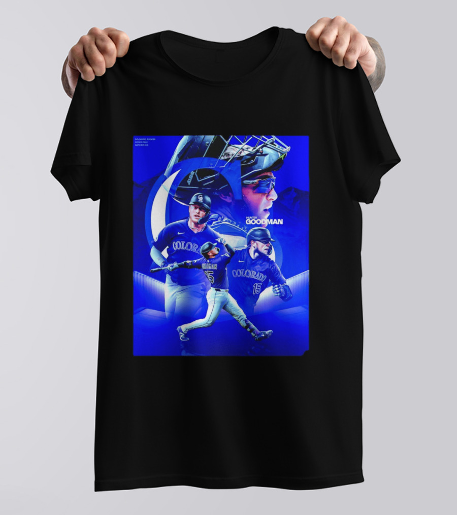 Colorado Rockies Hunter Goodman Catcher Number 15 T-Shirt