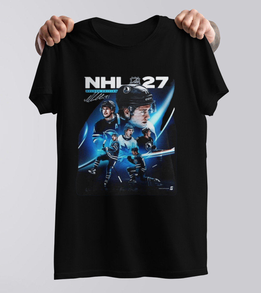 NHL 27 Deluxe Edition Macklin Celebrini Autographed Cover T-Shirt