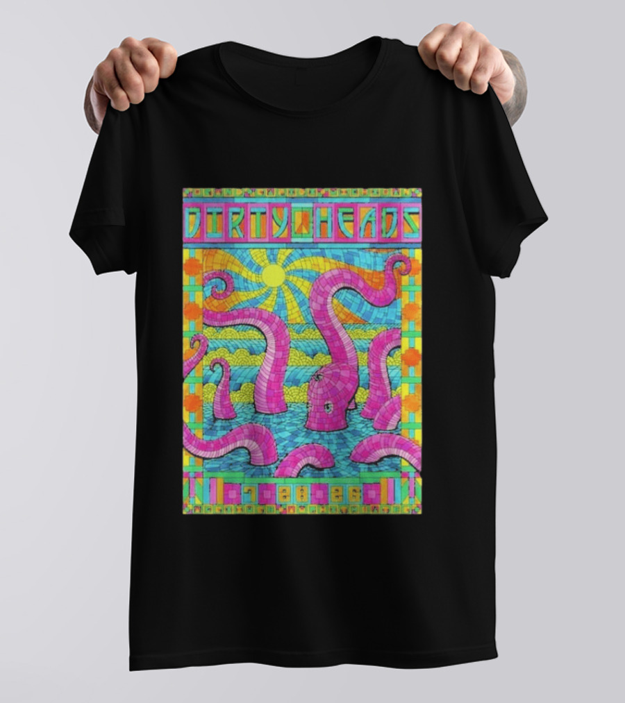 Dirty Heads Grand Rapids MI Acrisure Amphitheater July 28 2026 Psychedelic Octopus Sunburst T-Shirt