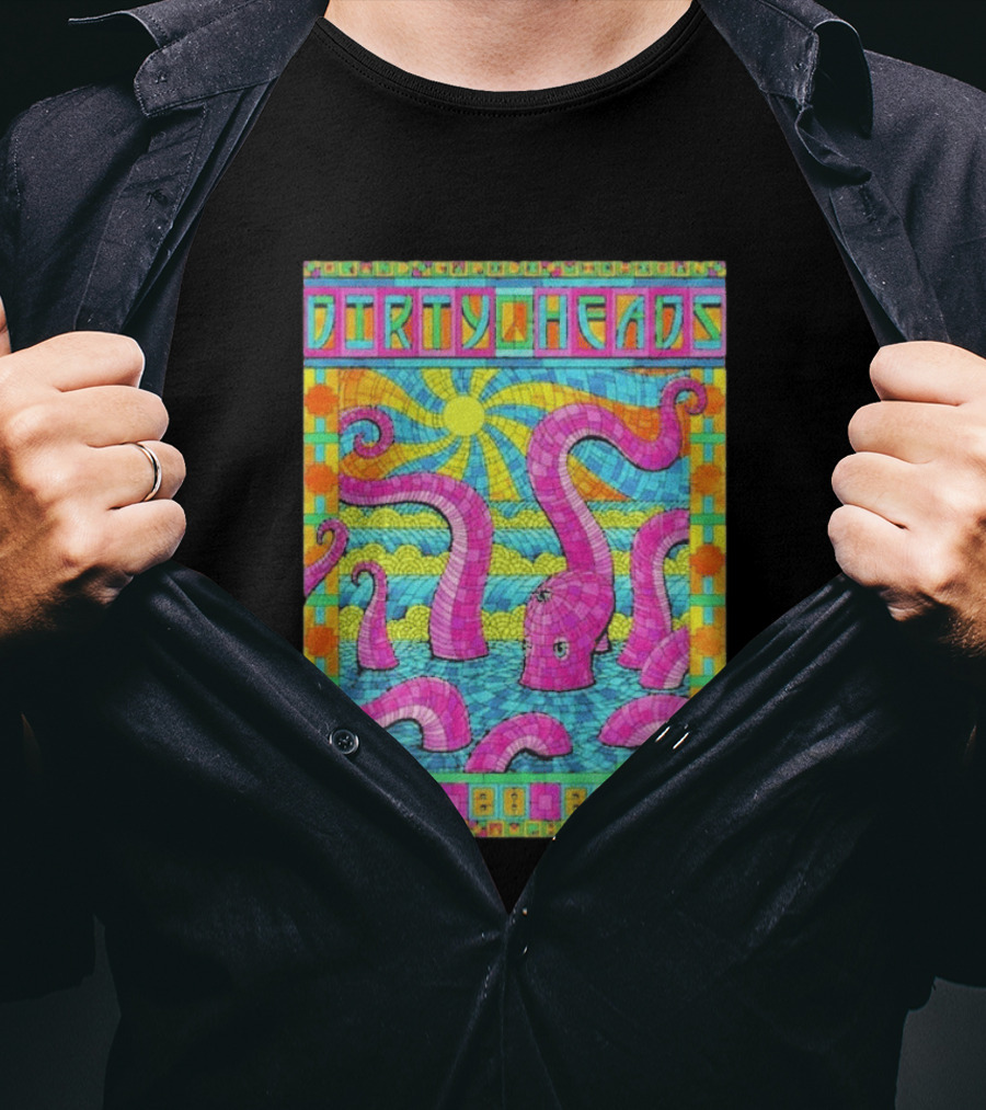 Dirty Heads Grand Rapids MI Acrisure Amphitheater July 28 2026 Psychedelic Octopus Sunburst T-Shirt