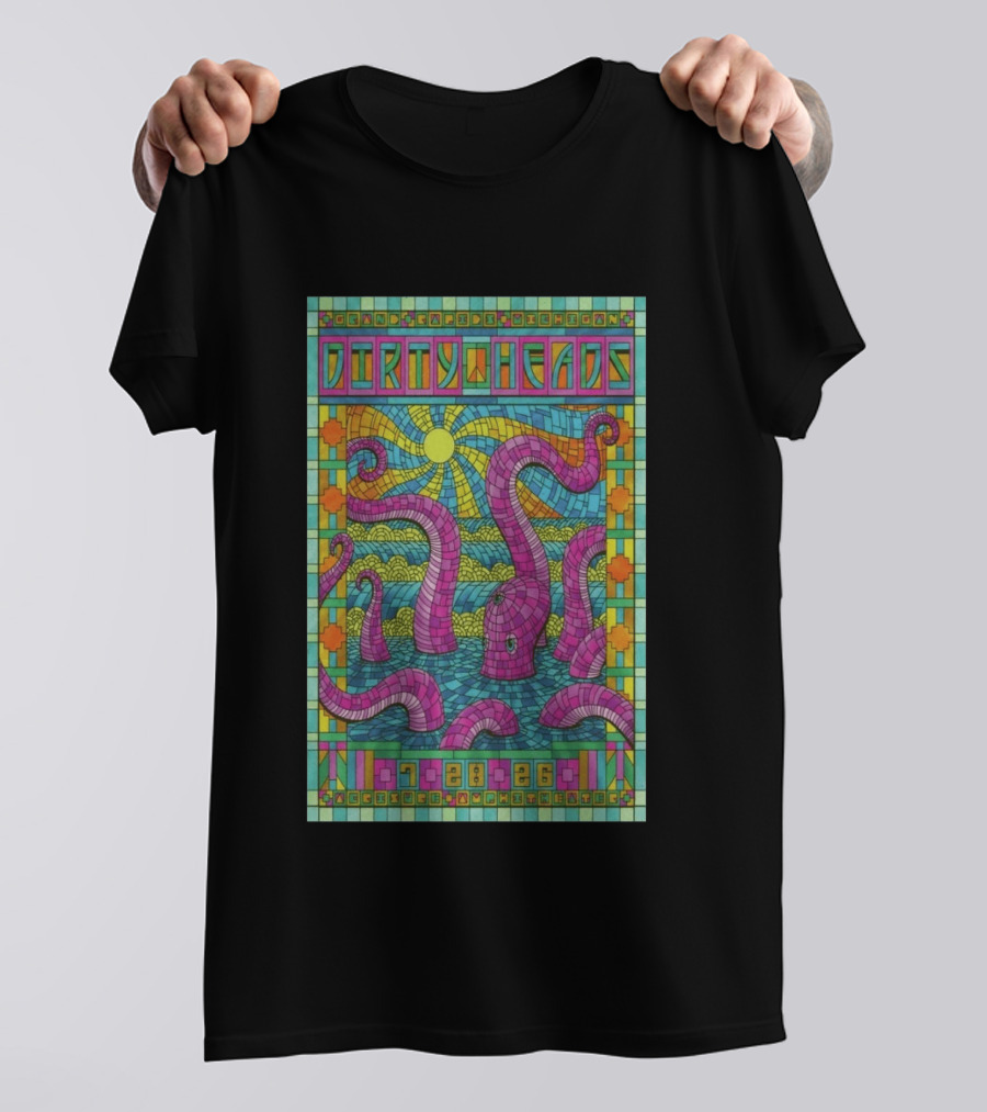 Grand Rapids Michigan Dirty Heads Concert 2026 Octopus Mosaic T-Shirt