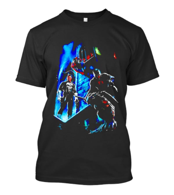 Marvel Comics Vigilante Action The Punisher Spider Man Daredevil Urban Battle Scene T-Shirt