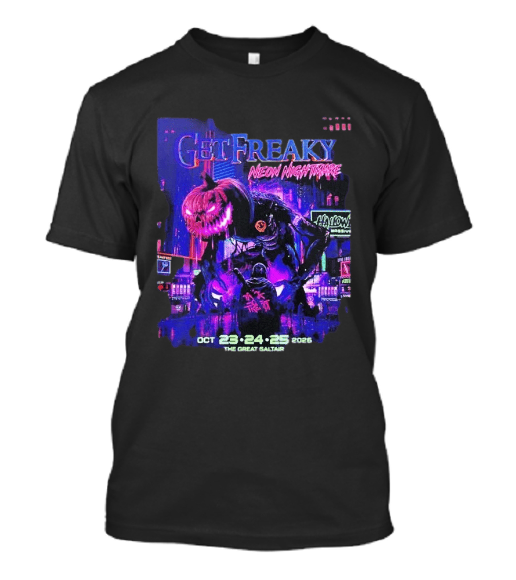 Get Freaky Neon Nightmare Halloween Music Festival Great Saltair October 23 25 2026 T-Shirt