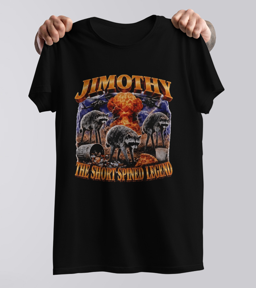 Jimothy Raccoon The Short Spined Legend Explosion With Helicopters And Trash Can T-Shirt