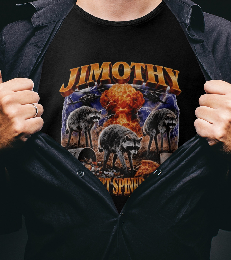 Jimothy Raccoon The Short Spined Legend Explosion With Helicopters And Trash Can T-Shirt