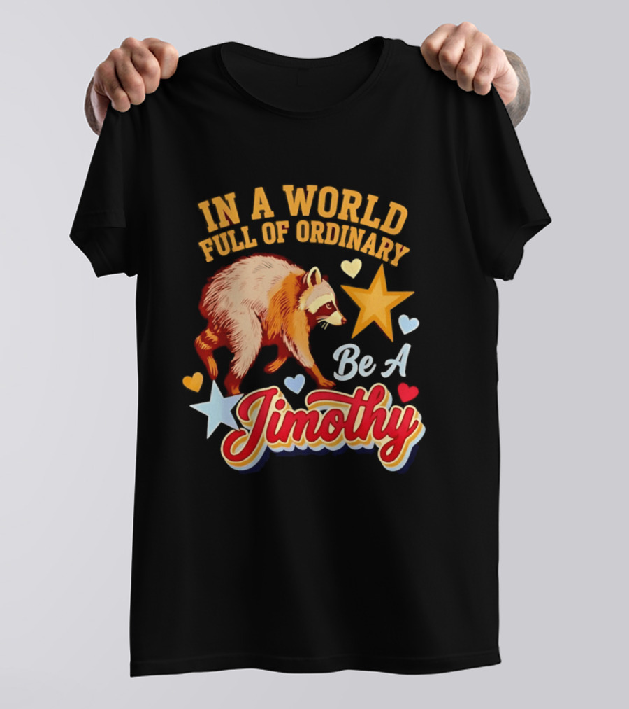 In A World Full Of Ordinary Be A Jimothy Raccoon Stars Hearts T-Shirt