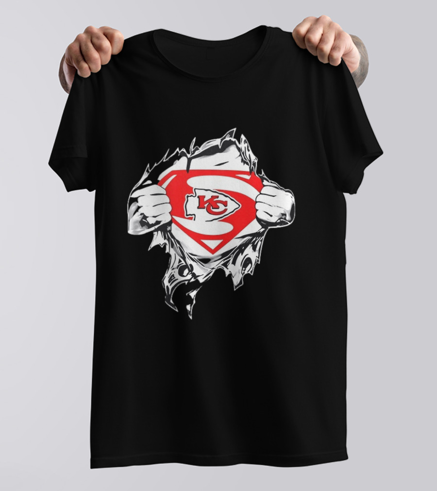 Kansas City Chiefs Superman Rip KC Logo Fan Pride T-Shirt