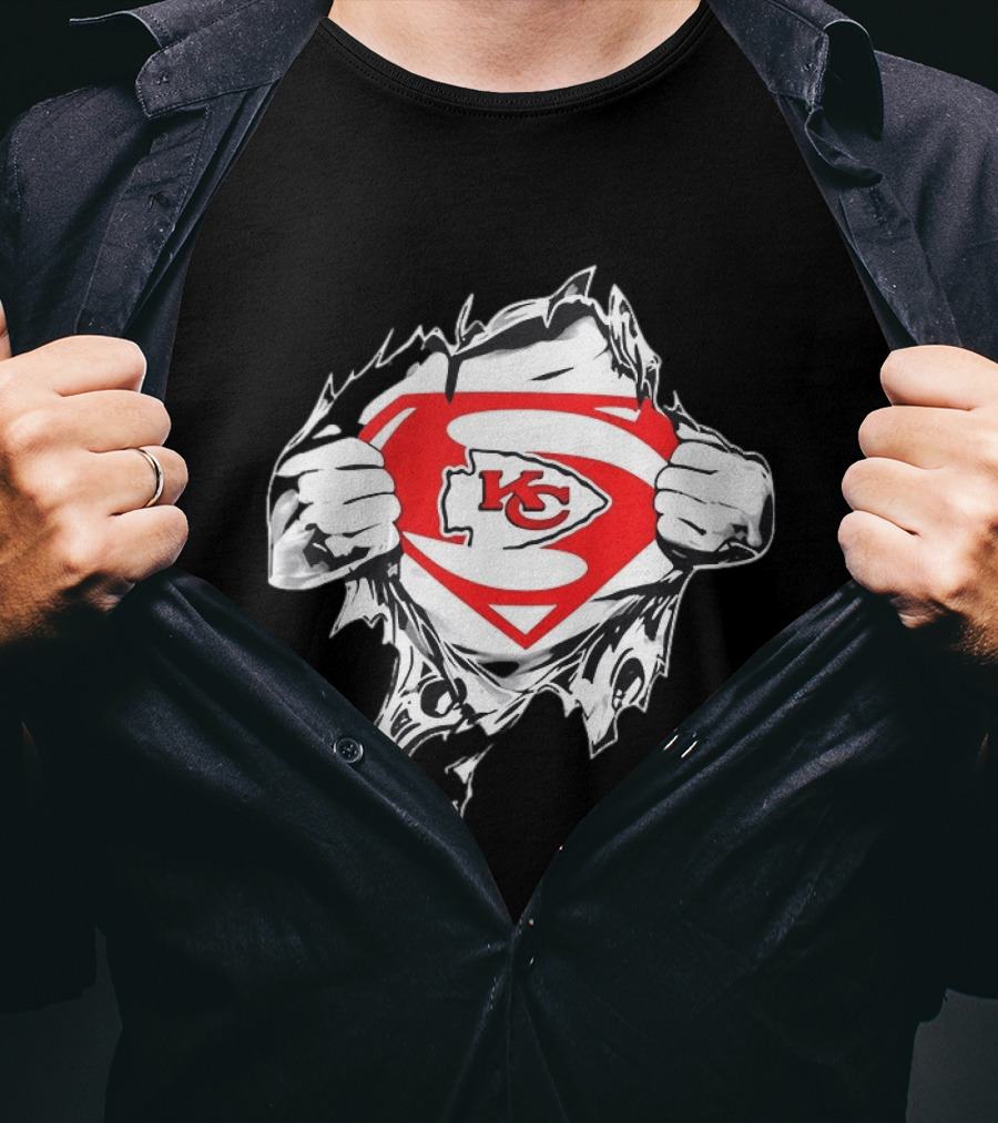 Kansas City Chiefs Superman Rip KC Logo Fan Pride T-Shirt