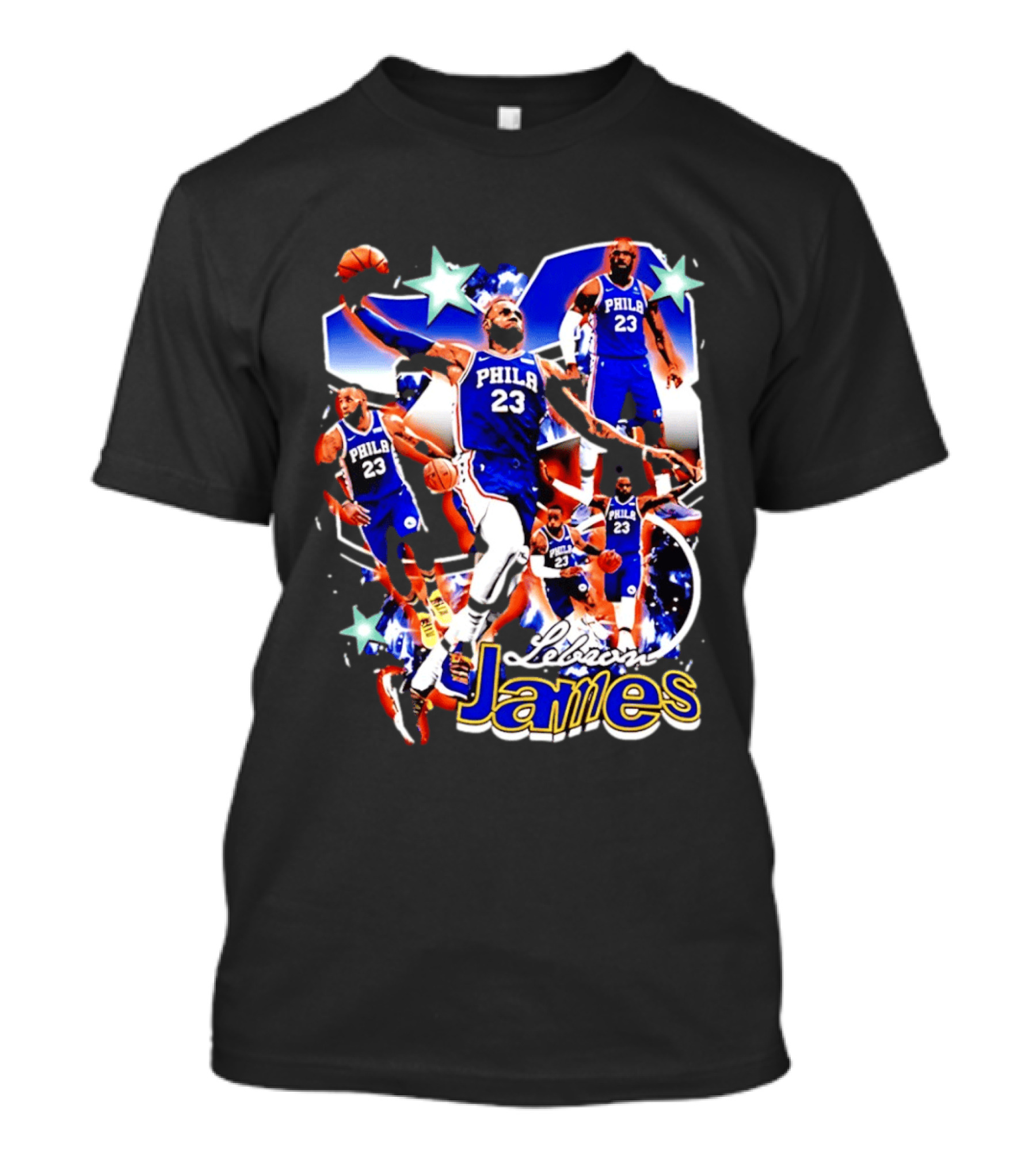 LeBron James Phila 23 Basketball Collage Stars T-Shirt
