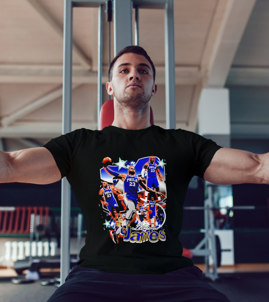 LeBron James Phila 23 Basketball Collage Stars T-Shirt