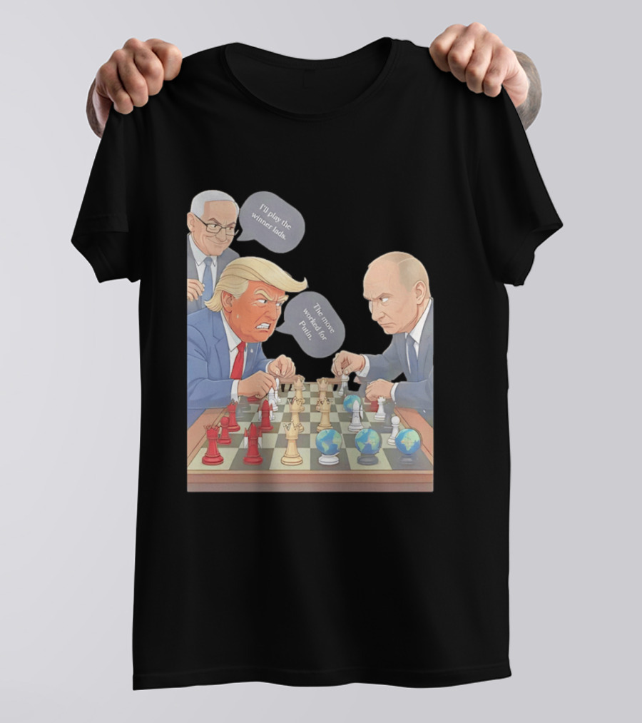 Political Chess Game Trump Putin World Leaders Cartoon T-Shirt