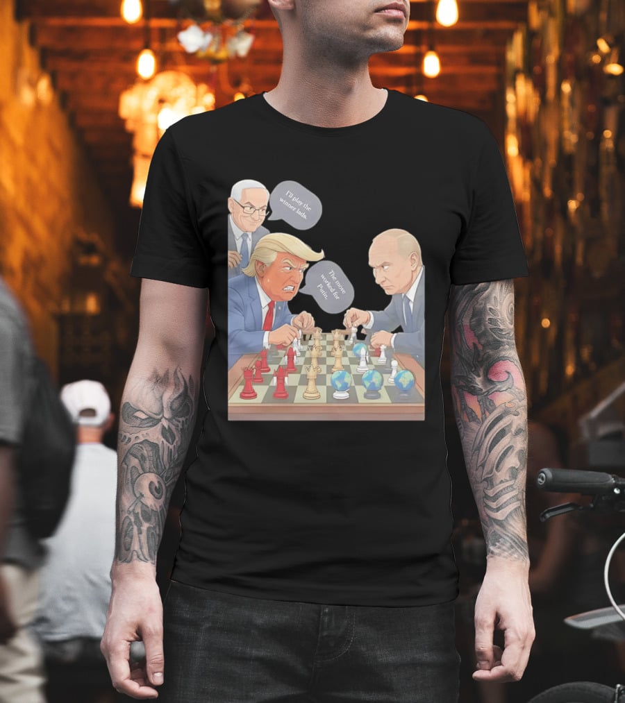Political Chess Game Trump Putin World Leaders Cartoon T-Shirt