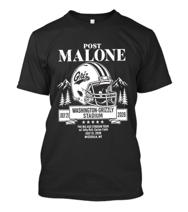 Post Malone Washington Grizzly Stadium Tour 2026 Montana Grizzlies Missoula July 2 T-Shirt