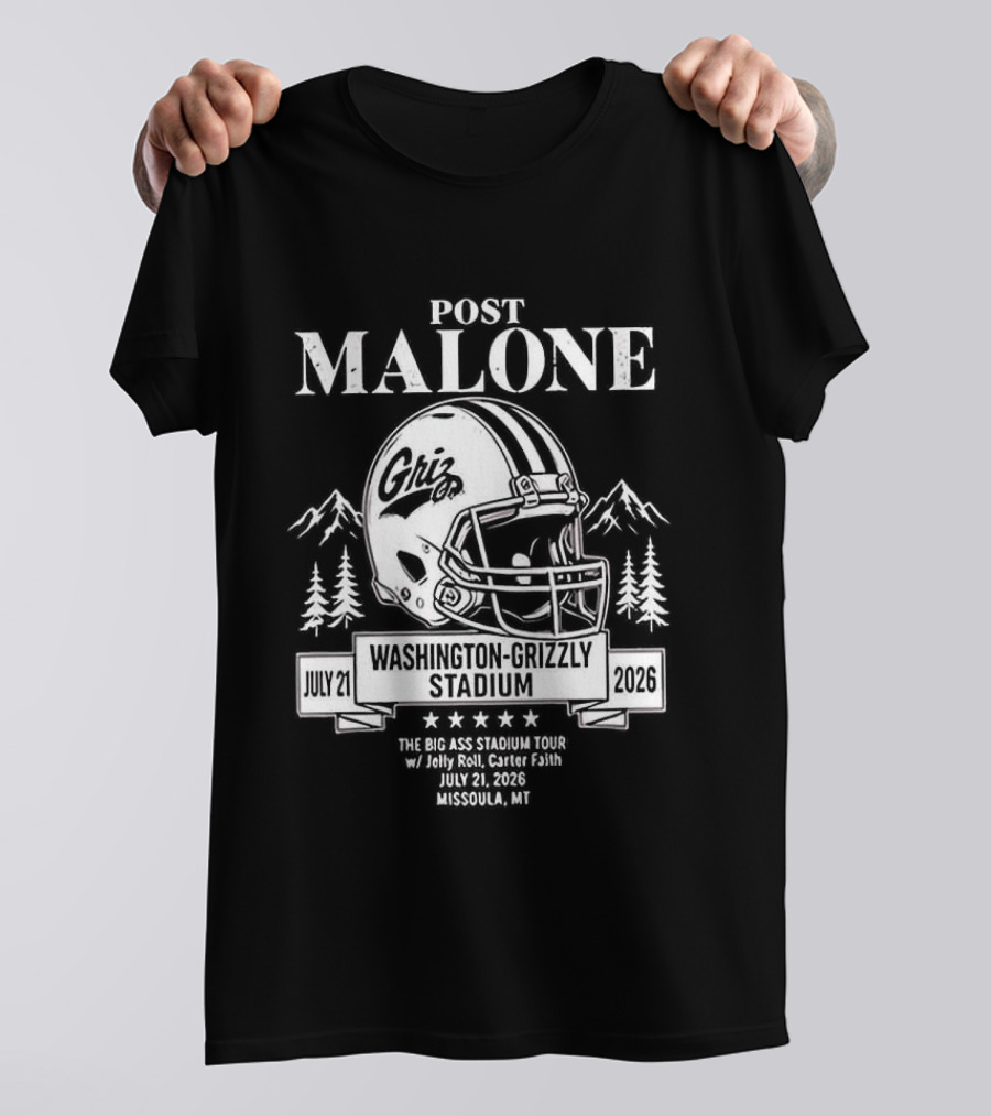 Post Malone Washington Grizzly Stadium Tour 2026 Montana Grizzlies Missoula July 2 T-Shirt