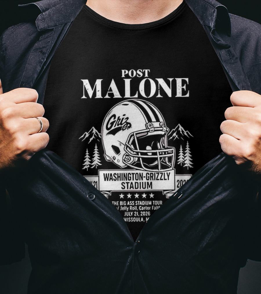 Post Malone Washington Grizzly Stadium Tour 2026 Montana Grizzlies Missoula July 2 T-Shirt