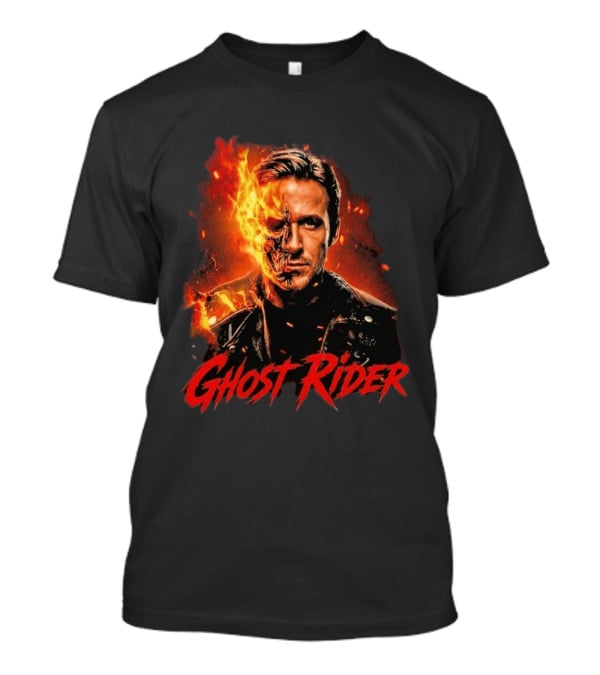 Ryan Gosling Ghost Rider Fiery Half Face Marvel T-Shirt