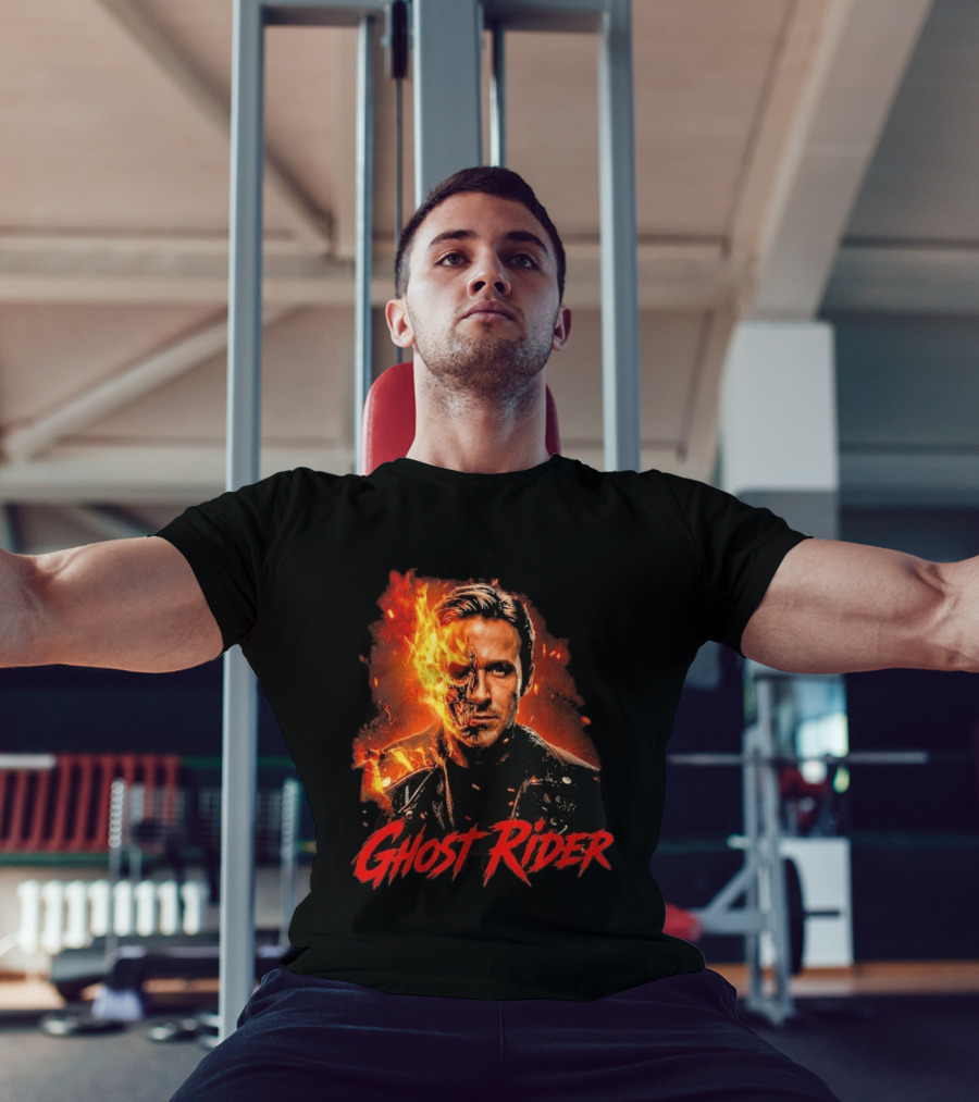 Ryan Gosling Ghost Rider Fiery Half Face Marvel T-Shirt