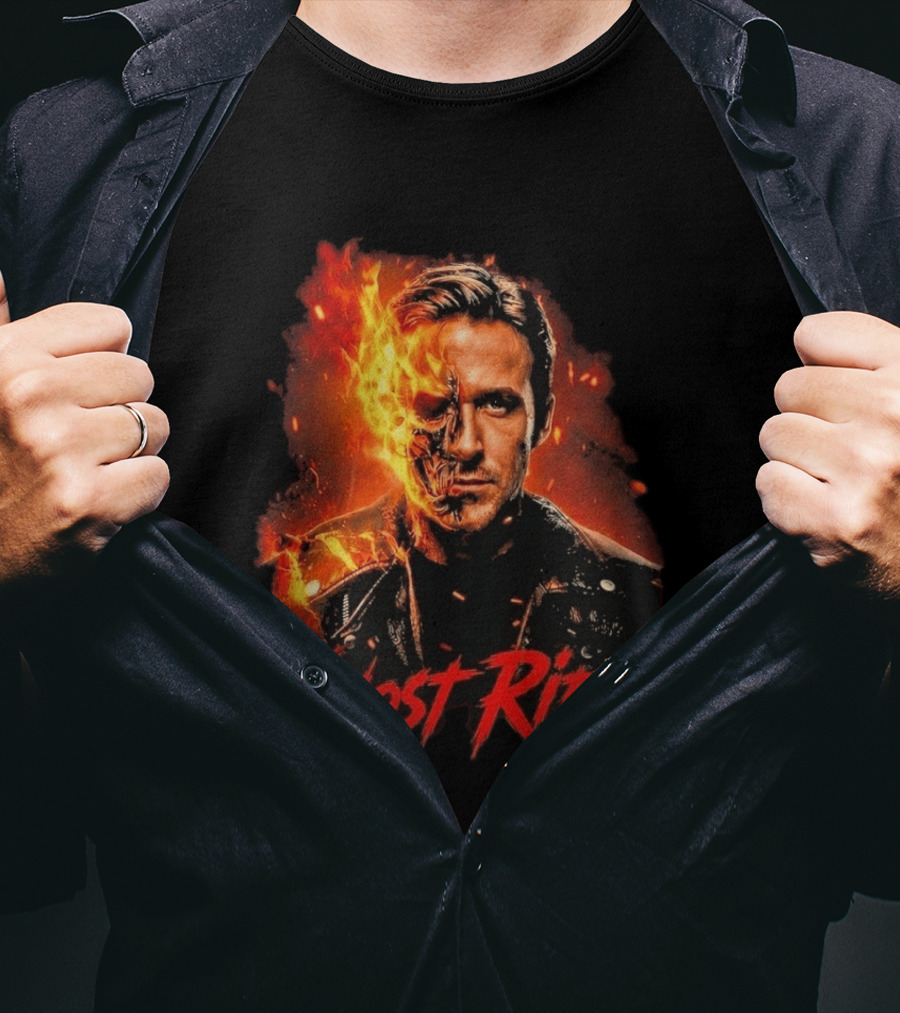 Ryan Gosling Ghost Rider Fiery Half Face Marvel T-Shirt