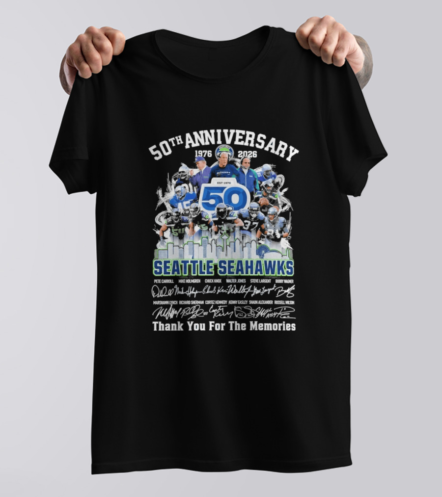 Seattle Seahawks 50th Anniversary 1976 2023 Thank You For The Memories T-Shirt