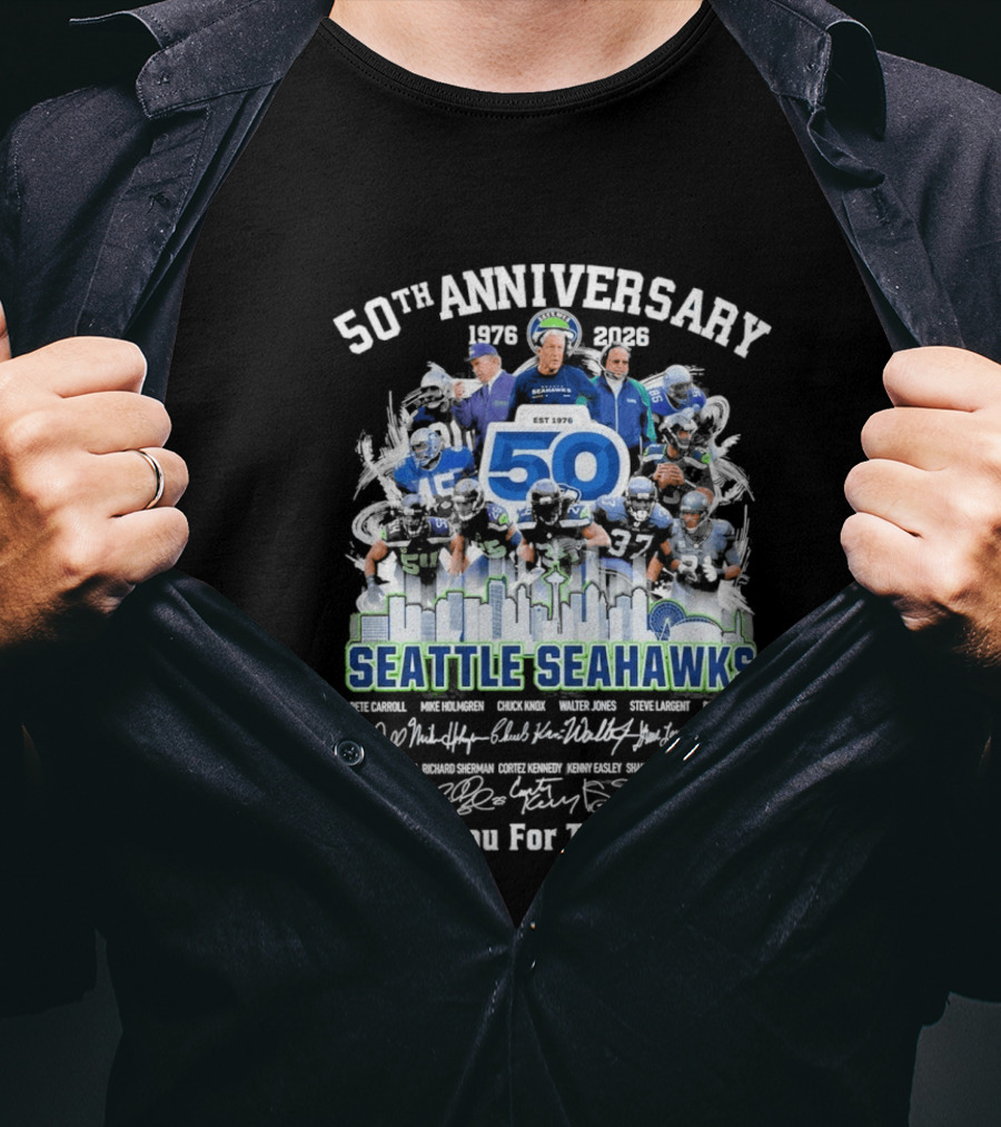 Seattle Seahawks 50th Anniversary 1976 2023 Thank You For The Memories T-Shirt