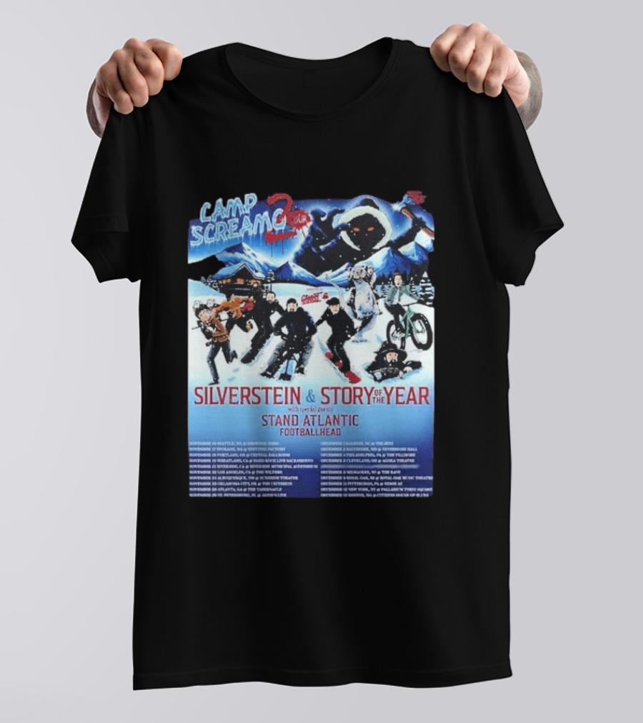 Camp Screamo 2 Tour 2026 Silverstein Story Of The Year Stand Atlantic Footballhead Dates T-Shirt