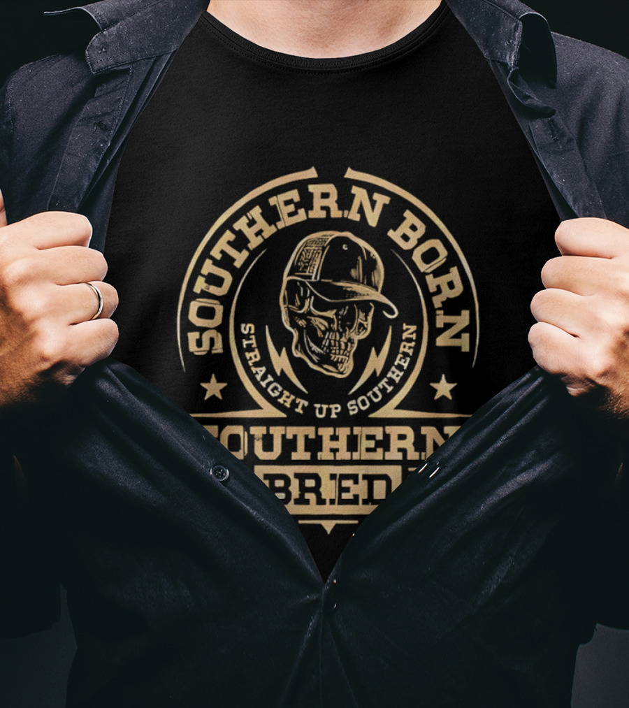 Southern Born Straight Up Southern Bred Skull Cap T-Shirt