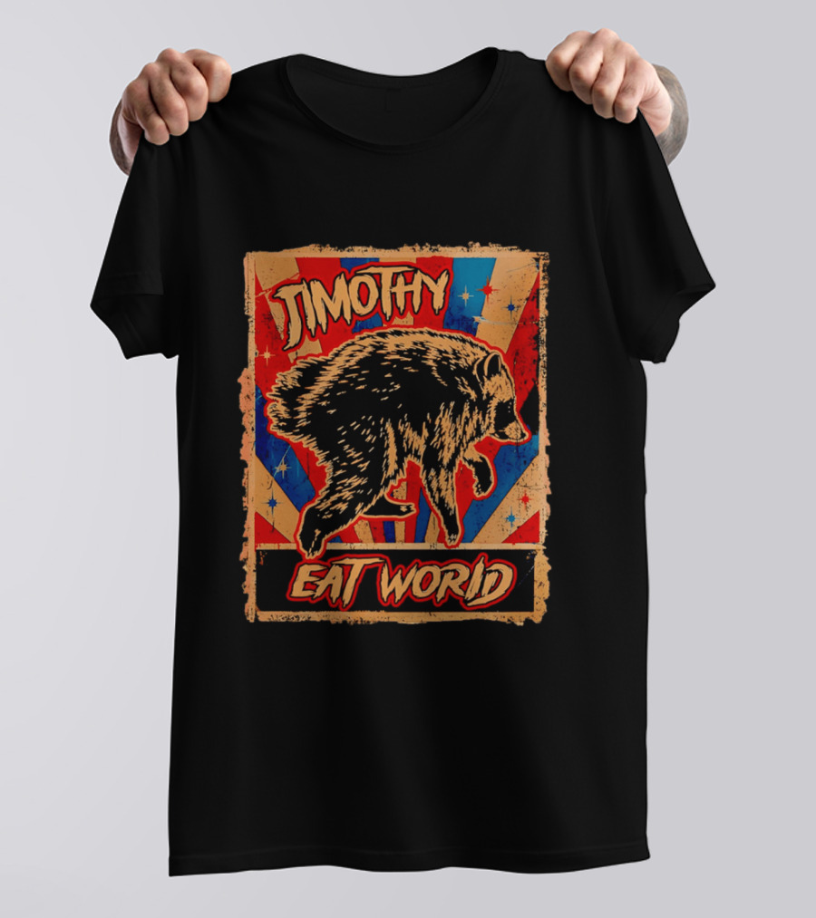 Timothy Raccoon Eat World Retro Starburst T-Shirt