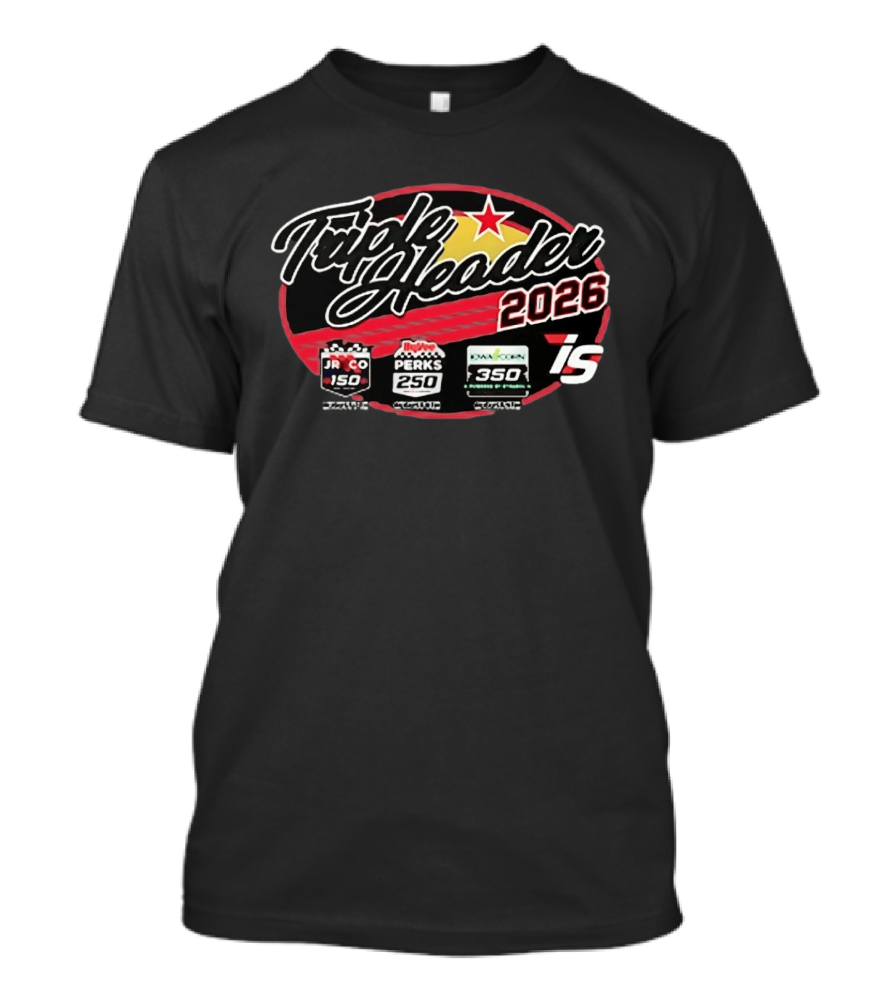 Triple Header 2026 Iowa Corn 350 Hy Vee Perks 250 JR Co 150 Racing Event Series T-Shirt